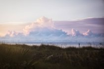 Nubes sobre dunas cubiertas de hierba, North Myrtle Beach, Carolina del Sur, Estados Unidos - foto de stock
