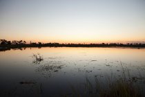 Sunset on water in Okavango Delta, Botswana, Africa — Stock Photo