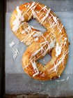 View of danish pastry on greaseproof paper — Stock Photo
