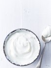 Iogurte grego de baixa gordura, vista de alto ângulo — Fotografia de Stock