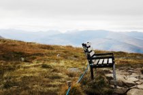 Beautiful landscape with bench on mountain, Glen Nevis, Scotland, UK — Stock Photo