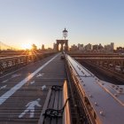 View across Brooklyn Bridge, New York City, USA during the Corona virus crisis. — Stock Photo