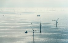 Aerial view of ocean wind turbines, North Sea, Zeeland, Netherlands — Stock Photo