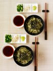 Bowls of chasoba noodles — Stock Photo