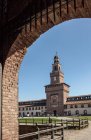 Arched gateway and portcullis, Castello Sforzesco, Milan, Italy — стокове фото