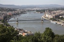 Вид с воздуха на Дунай, Будапешт, Венгрия — стоковое фото