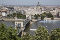 Chain Bridge over Danube River, Budapest, Hungary — Stock Photo