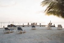Cadeiras de praia vazias, Caye Caulker, Belize — Fotografia de Stock
