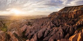 View from Aktepe Hill of sunset over Red Valley, Goreme National — Stock Photo