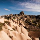 View of rock formations, Uchisar, Goreme National Park, Cappadocia — Stock Photo