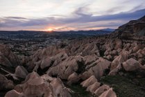 View from Aktepe Hill at sunset over Red Valley, Goreme National — Stock Photo