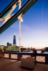 View of the Shard from Tower Bridge at night, London, UK — Stock Photo
