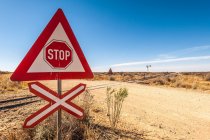 Railway crossing and stop sign, Windhoek, Namibia, Namibia — Stock Photo