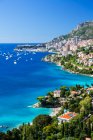 Elevated view of coastline from Roquebrune to Monaco, France — Stock Photo