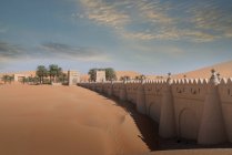Boundary wall of Qsar Al Sarab desert resort, Empty Quarter Desert, Abu Dhabi — Stock Photo