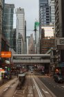 Cityscape view from tram, Downtown Hong Kong, China — Fotografia de Stock