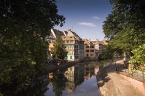 Дома вдоль канала, Страсбург, Франция — стоковое фото