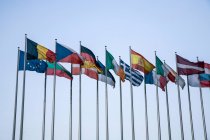 Flaggen der Mitgliedsstaaten, Europarat, Straßburg, Frankreich — Stockfoto