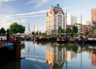 Weißes Haus & Alter Hafen im Morgengrauen, Wijnhaven, Rotterdam, Niederlande — Stockfoto