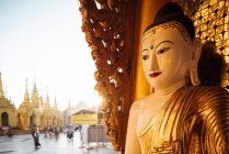 Estátua no templo budista, Shwedagon Pagoda, Rangum, Mianmar — Fotografia de Stock