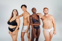 Confident friends, wearing underwear — Stock Photo