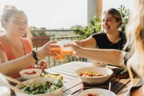 Friends toasting with glasses of juice — Stock Photo