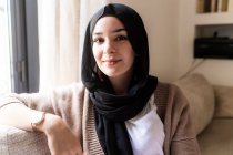 Portrait of young woman wearing hijab — Stock Photo
