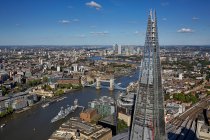 UK, London, Aerial view of the Shard and Tower Bridge — стокове фото
