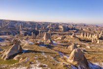 Turkey, Cappadocia, Landscape with rock formations near Goreme in Winter — Stock Photo
