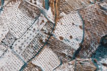 Turkey, Cappadocia, Aerial view of fields covered with snow — Stock Photo
