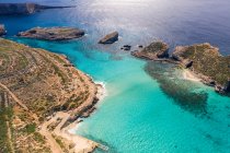 Malta, Gozo, Aerial view of lagoon in Comino Island — Stock Photo
