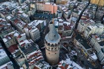 Turkey, Istanbul, Aerial view of Galata Tower in Winter — Stock Photo