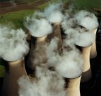 UK, North Yorkshire, Aerial view of cooling towers atDraxPower Station — Stock Photo