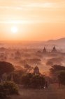 Myanmar, Bagan, view of temples in morning mist — Stock Photo