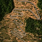 Spagna, Maiorca, Veduta aerea della tortuosa strada di montagna — Foto stock