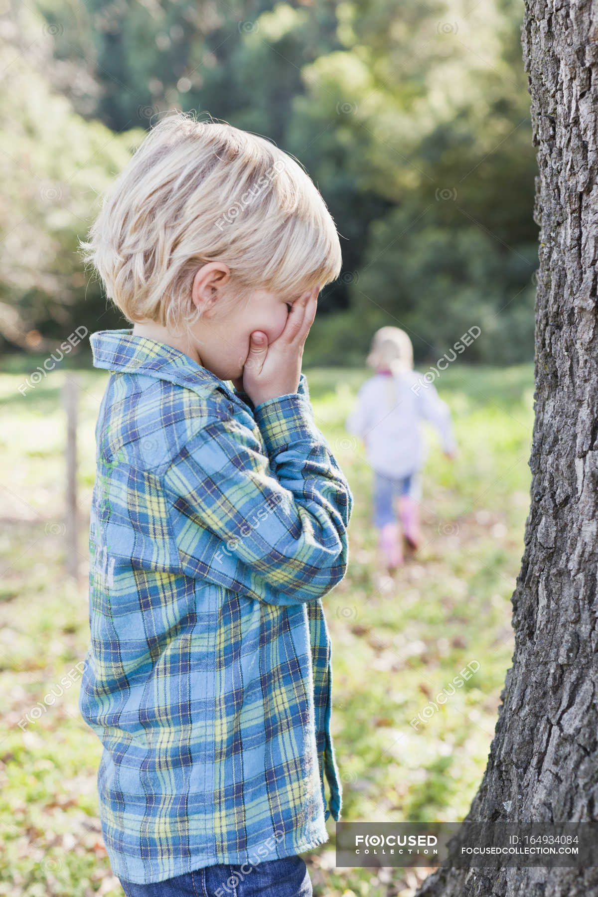children playing hide and seek
