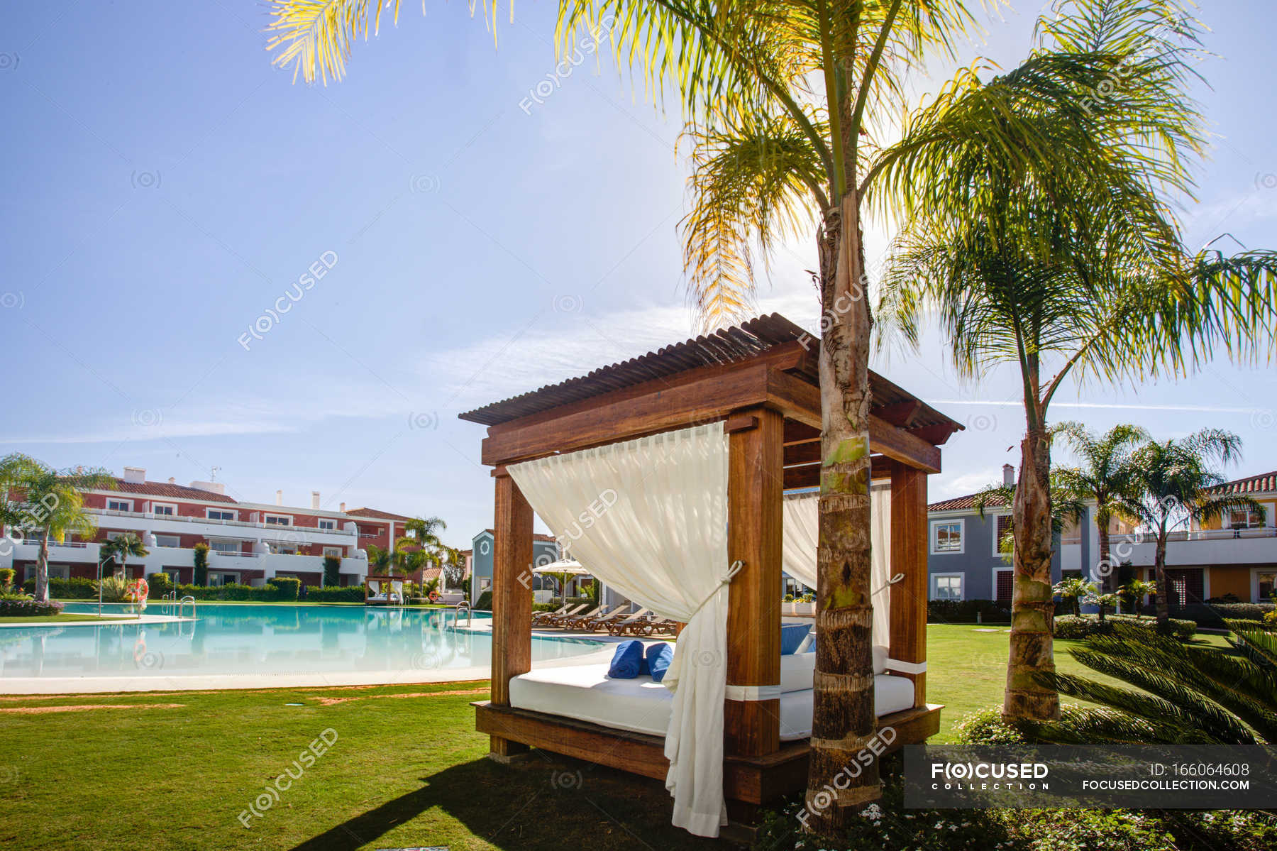 Luxury sun lounger at holiday resort — outdoors, sunbed - Stock Photo ...