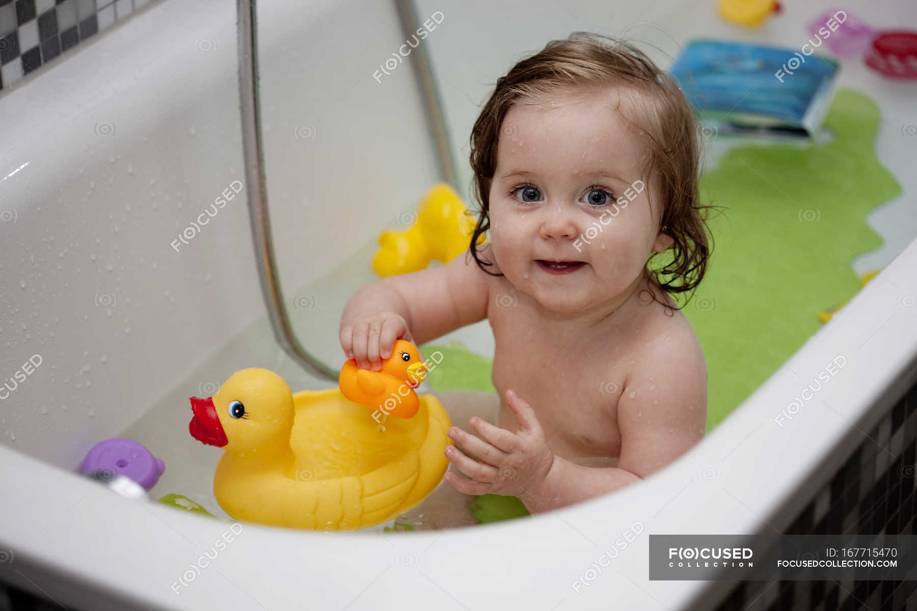 Little Girl In Bath Playing With Yellow, The Girl In The Bathtub