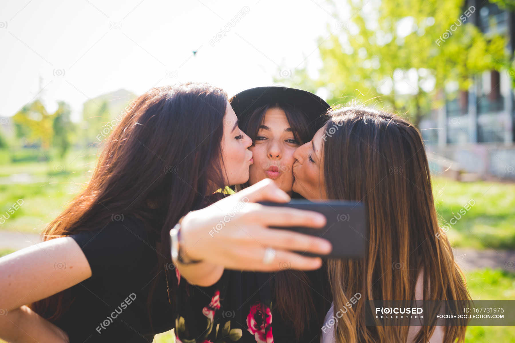 Taking Selfie Kiss Portrait Girl Blue Background Natural Beauty Mockup  Stock Photo by ©PeopleImages.com 613853352