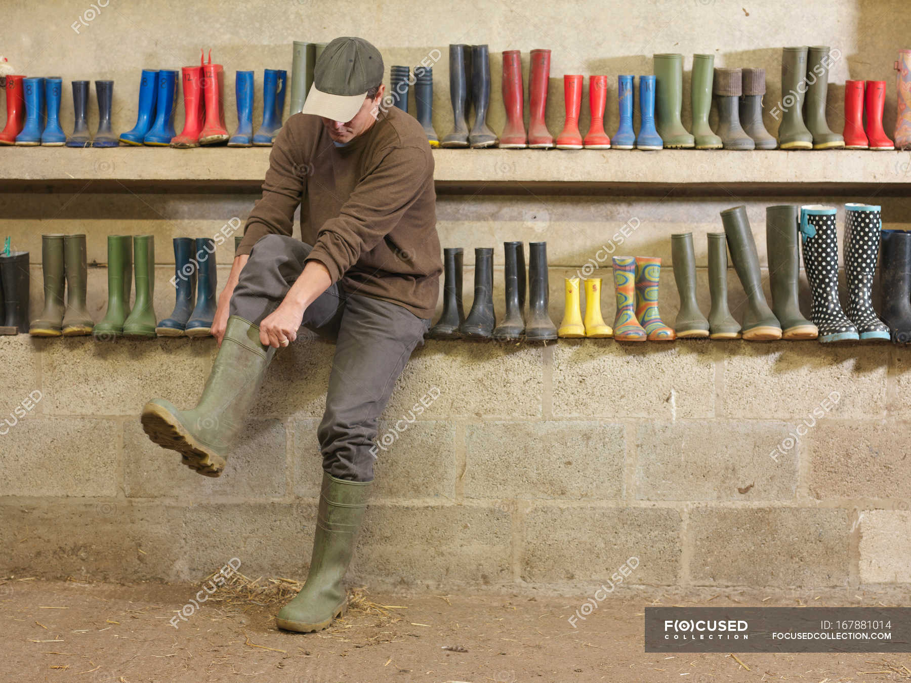 putting on boots