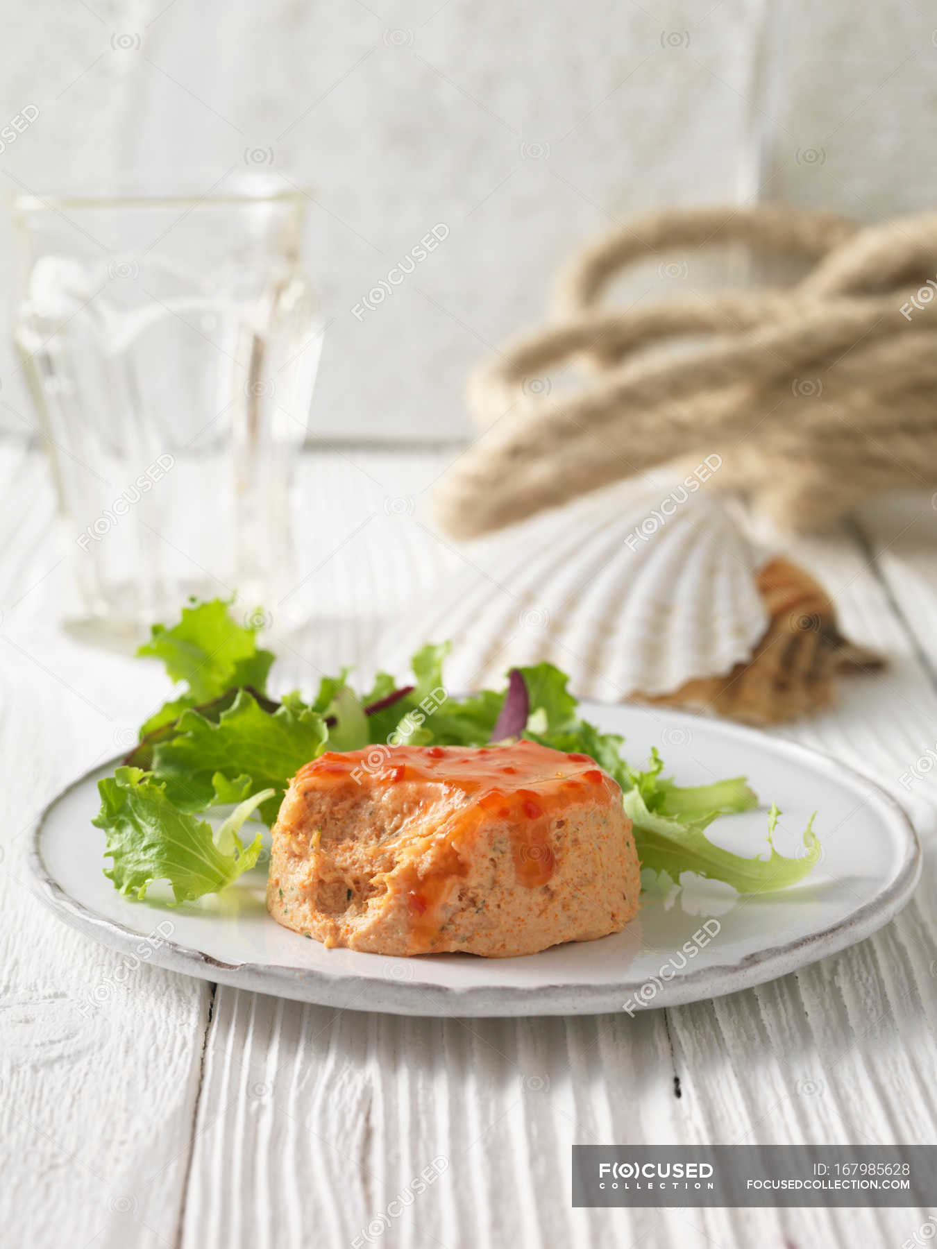 Crab and prawn terrine — home cooked, copy space Stock Photo 167985628