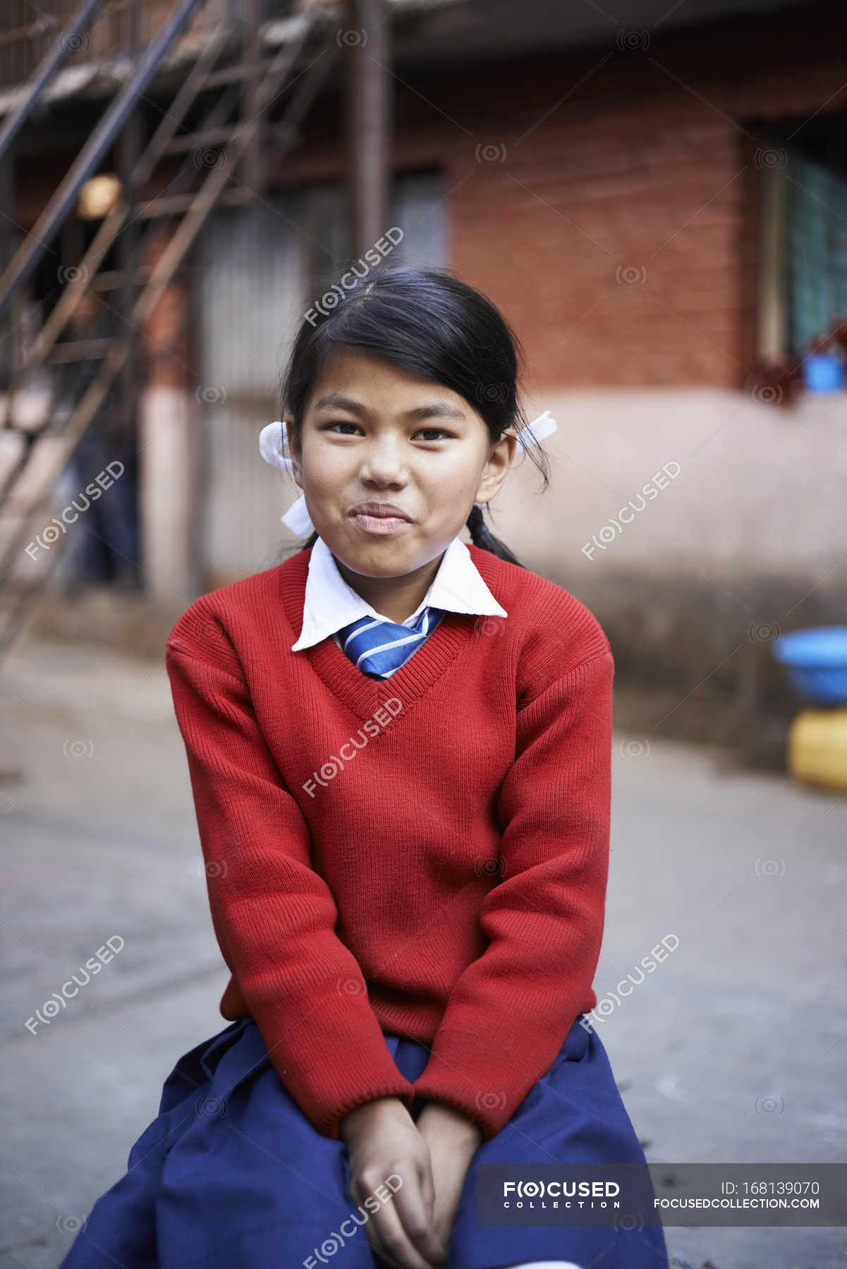 Nepalese school children girls wearing yellow dresses and uniforms in  Kathmandu, Nepal Stock Photo - Alamy