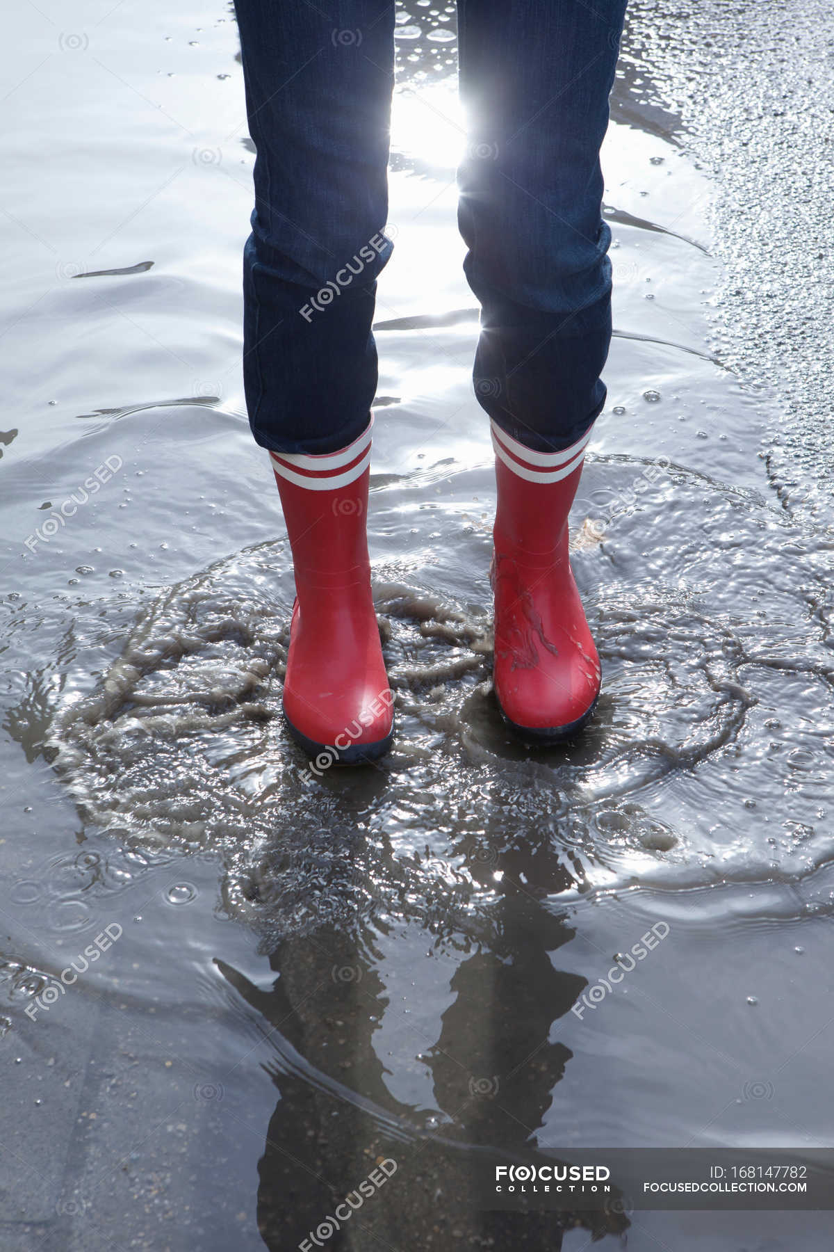 rain boots in puddle