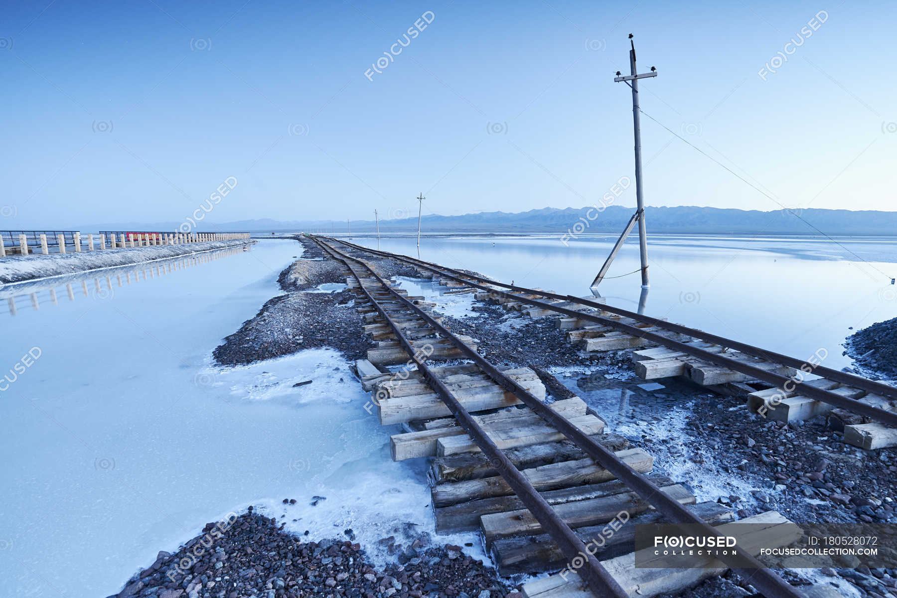 Freight train track, Haixi, Chaka Salt Lake, Qinghai Province, China