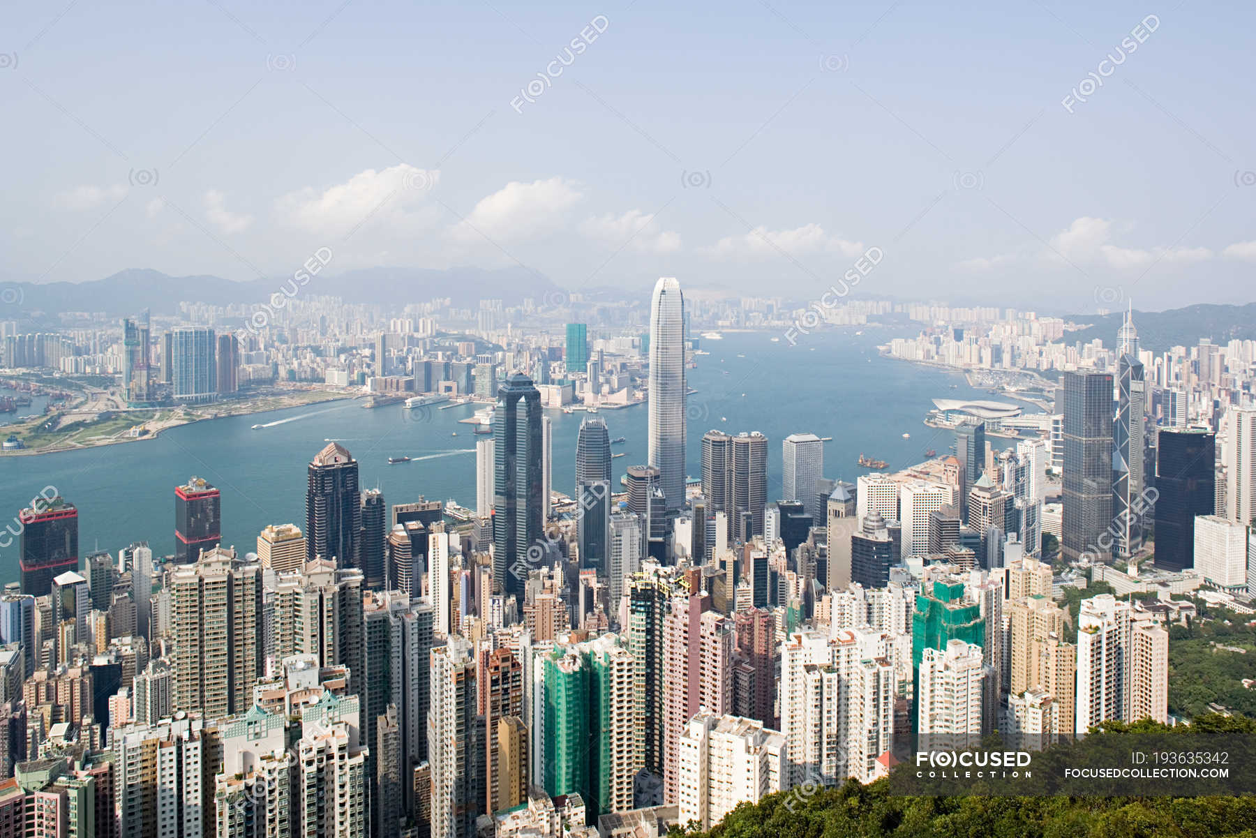 Skyscrapers and victoria harbour hong kong — travel, harbor - Stock ...