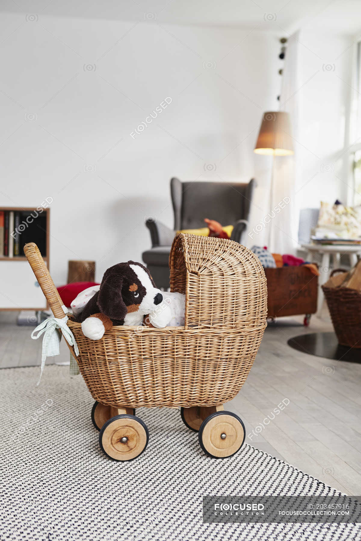 wicker toy pram