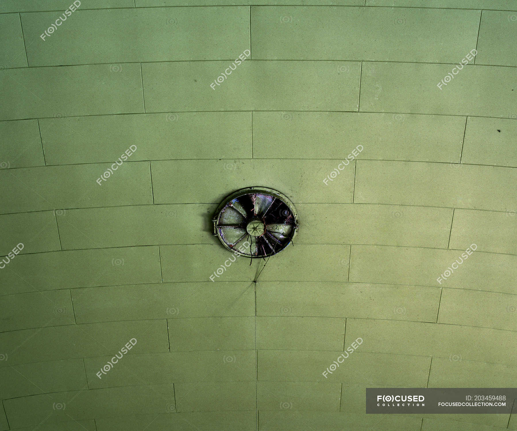 Low Angle View Of Broken Ceiling Fan Copy Space One Object