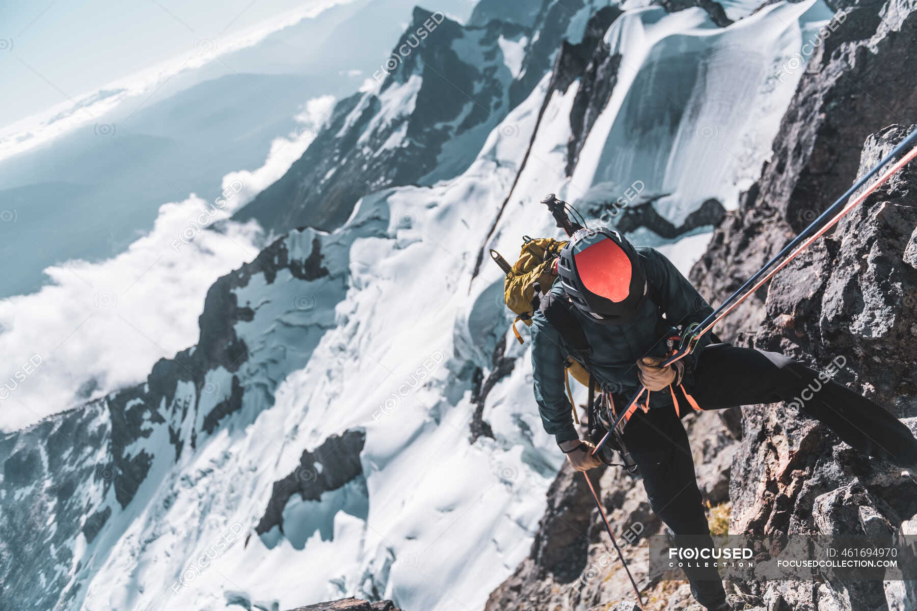 Climber on Tantalus Traverse, a classic alpine traverse close to ...