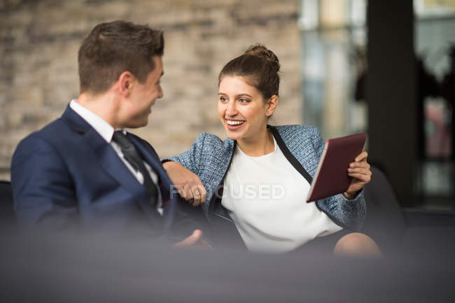 Businesswoman and man meeting — Stock Photo