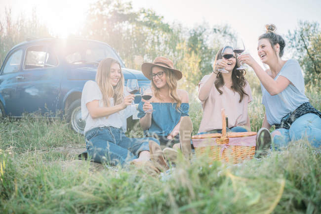 Friends in tall grass — Stock Photo